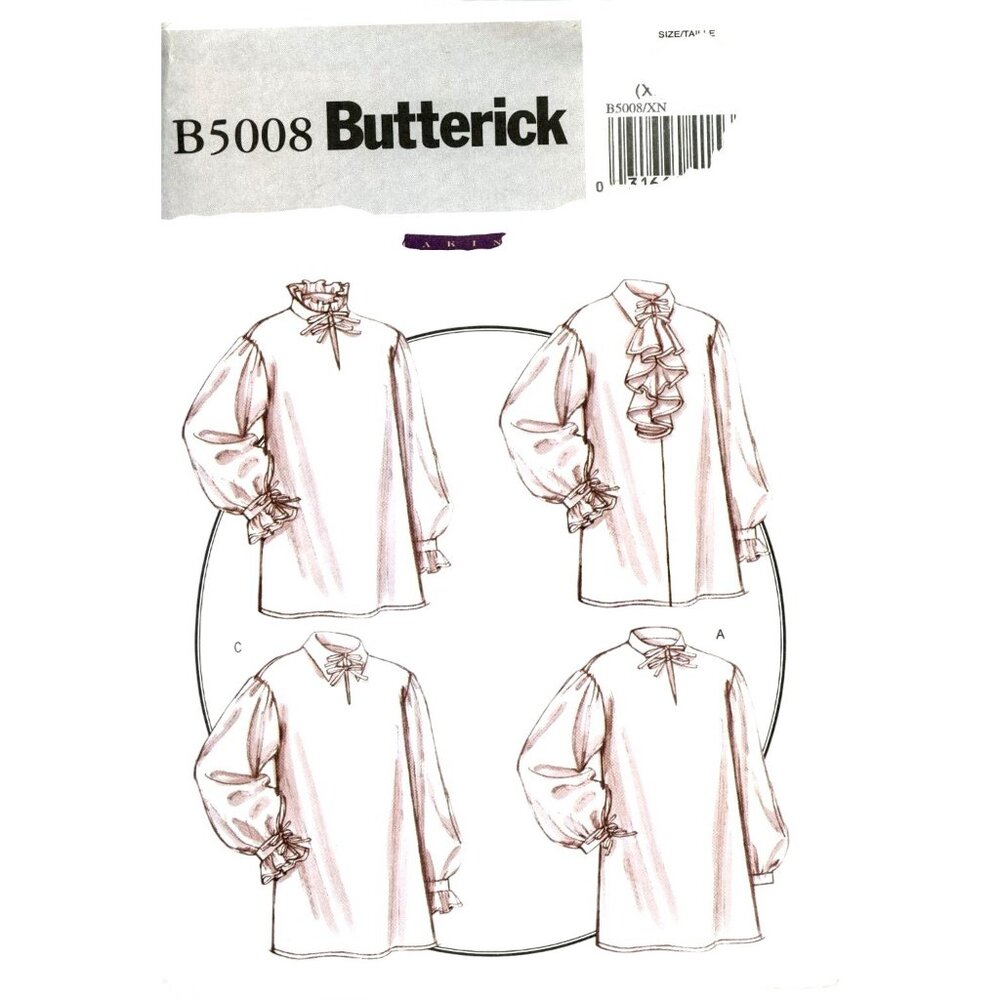 Butterick B5008 Vintage Inspired Ruffled Collar Blouse Sewing Pattern Sizes XL-X